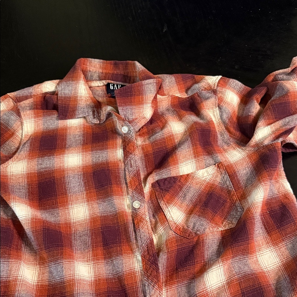 GAP Men's Plaid Shirt in Orange and Purple